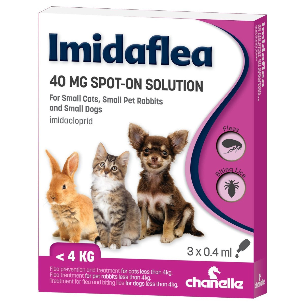 Imidaflea Spot-On Solution 80mg for Snall Cats, Dogs and Rabbits (3 Pipettes)