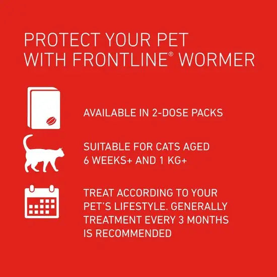 Frontline Wormer 230mg/20mg Film-Coated Tablets for Cats