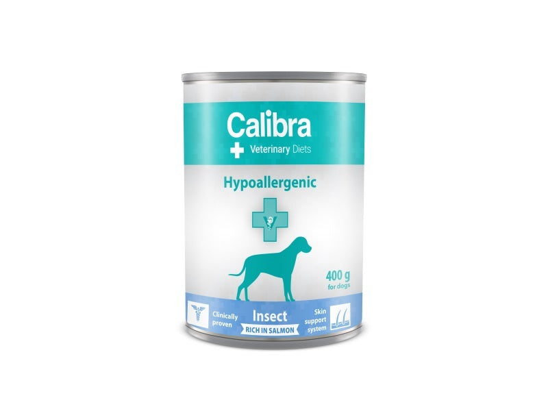 Calibra Veterinary Diet Hypoallergenic Wet Dog Food (Insect & Salmon) - Pack Size : 6 x 400g Cans