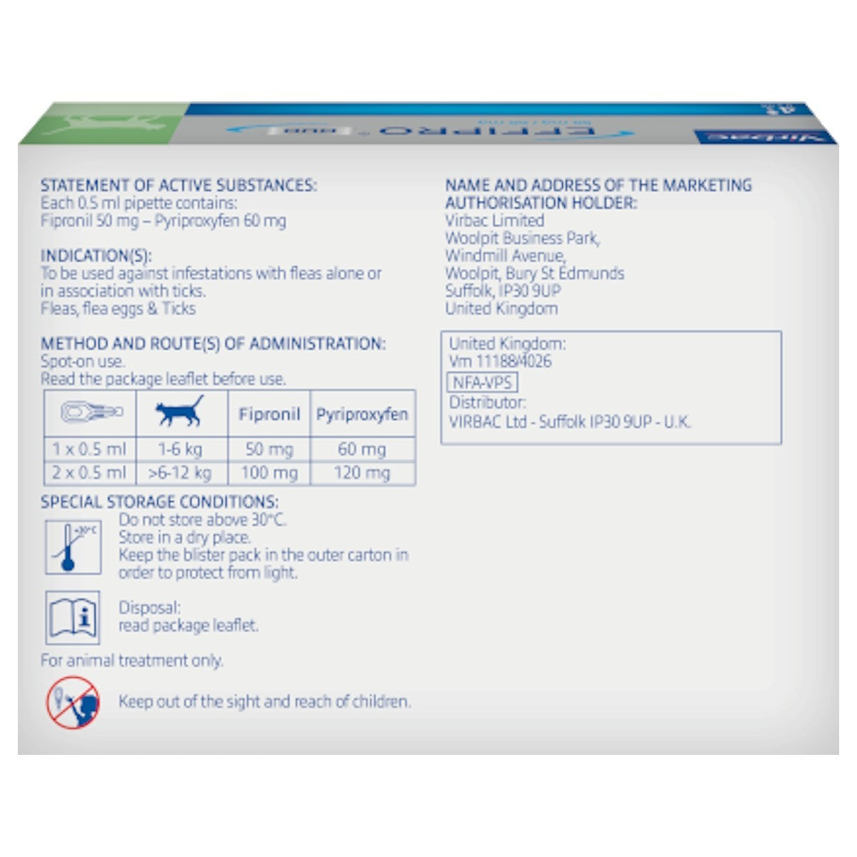 Effipro Duo Spot-On Solution for Cats (4 pack)