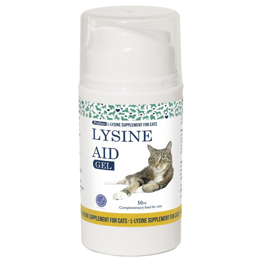 Lysine Aid Gel container for cats on a white background