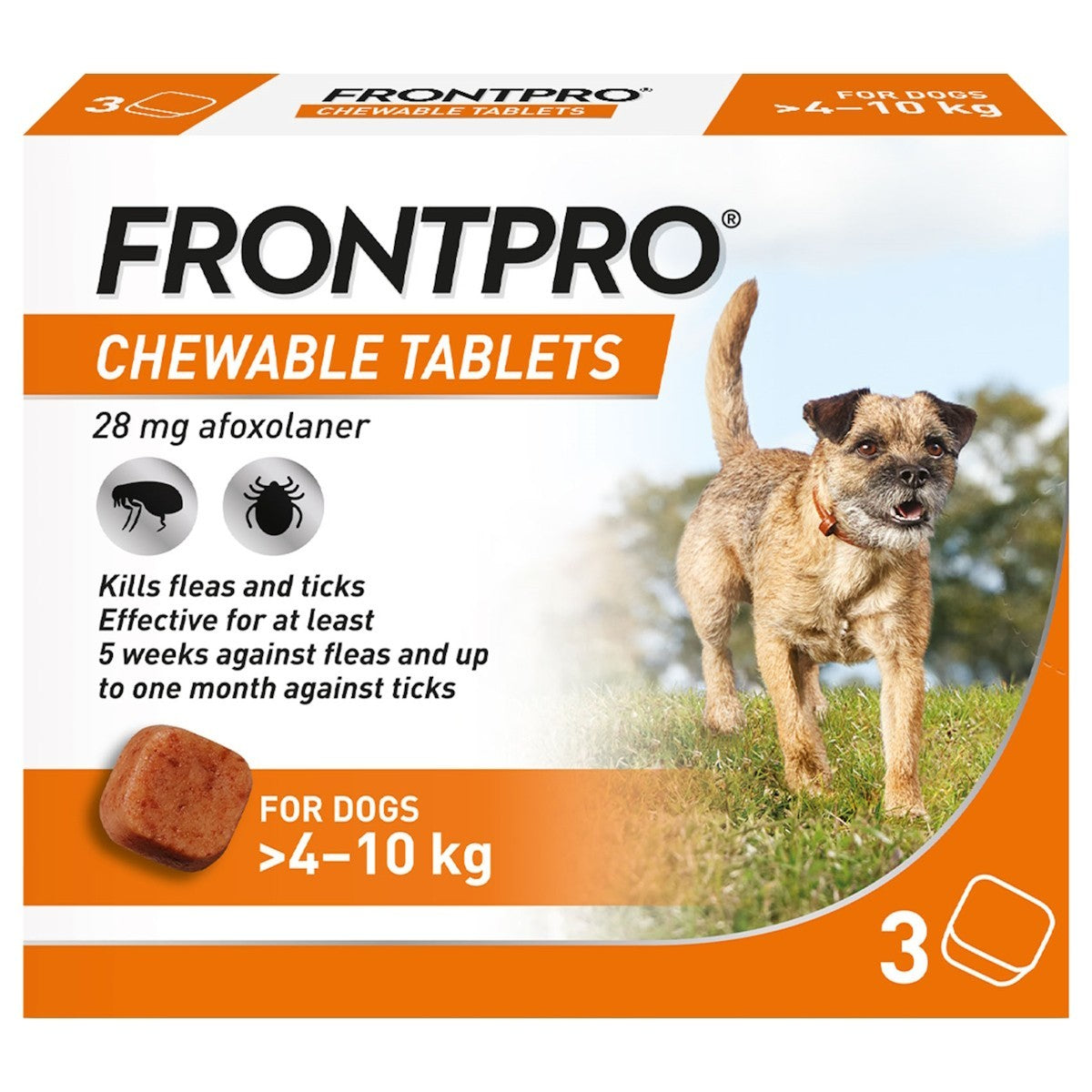 Frontpro Chewable Tablets Flea and Tick Treatment for Dogs 3 Pack