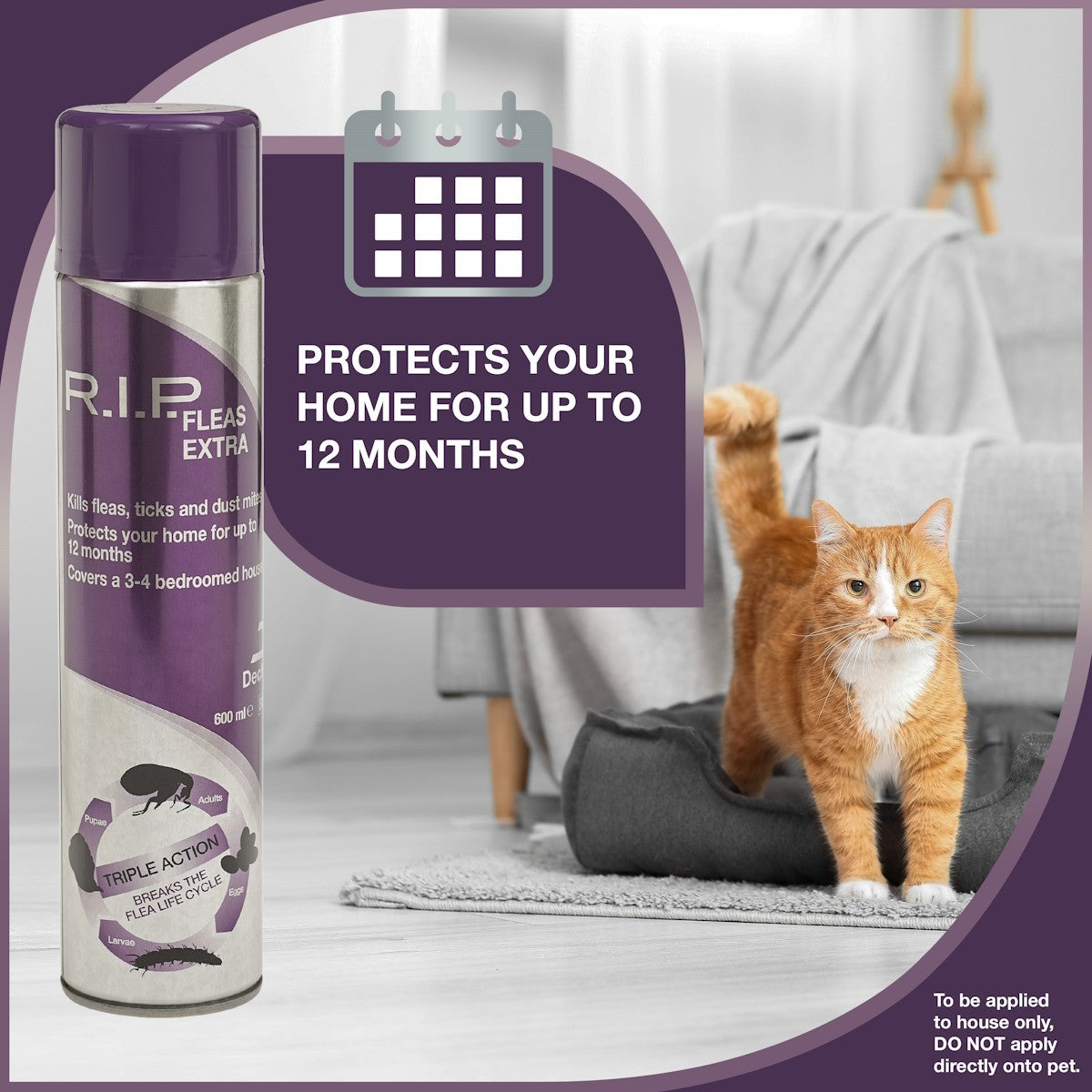 R.I.P Fleas Extra Household Flea Spray 600ml