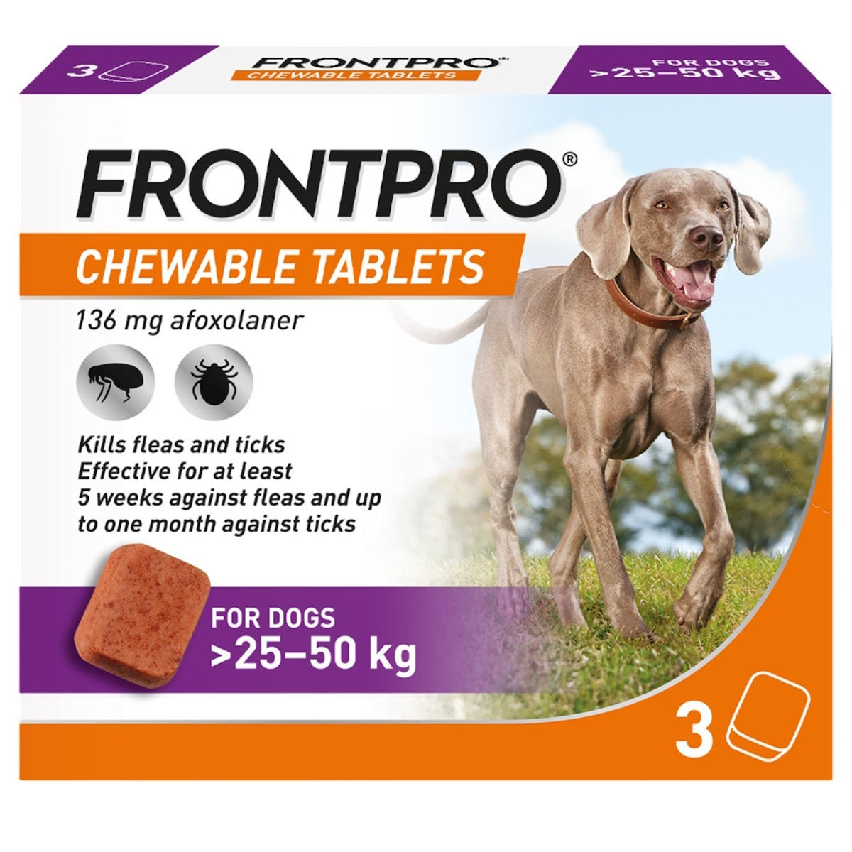 Frontpro Chewable Tablets Flea and Tick Treatment for Dogs 3 Pack