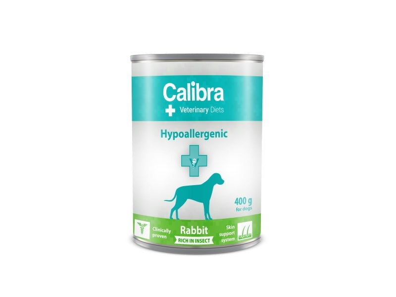 Calibra Veterinary Diet Hypoallergenic Wet Dog Food (Rabbit & Insect) - Pack Size : 6 x 400g Cans
