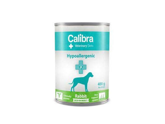 Calibra Veterinary Diet Hypoallergenic Wet Dog Food (Rabbit & Insect) - Pack Size : 6 x 400g Cans