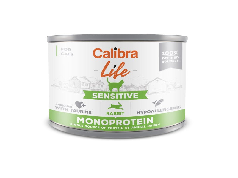 Calibra Life Sensitive Wet Cat Food (Rabbit) - Pack Size : 6 x 200g Cans
