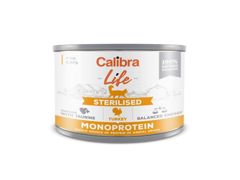 Calibra Life Sterilised Wet Cat Food (Turkey) - Pack Size : 6 x 200g Cans