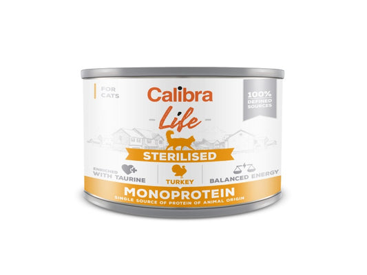 Calibra Life Sterilised Wet Cat Food (Turkey) - Pack Size : 6 x 200g Cans